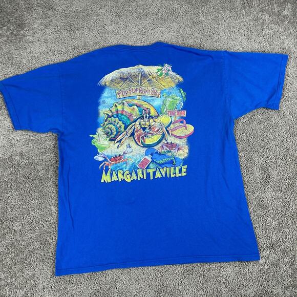 Margaritaville Shirt Mens Extra Large Blue Flip Flop Repair Shop Short Sleeve - Picture 2 of 11